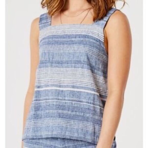 Carve Designs River Tank Top Cotton Linen Blend Blue chambray white xl - Picture 10 of 10